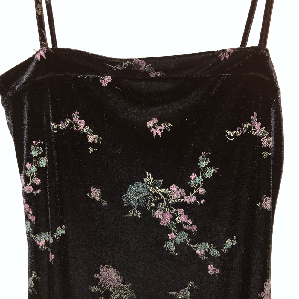 💚SALE💚Black velvet long maxi dress with flowers